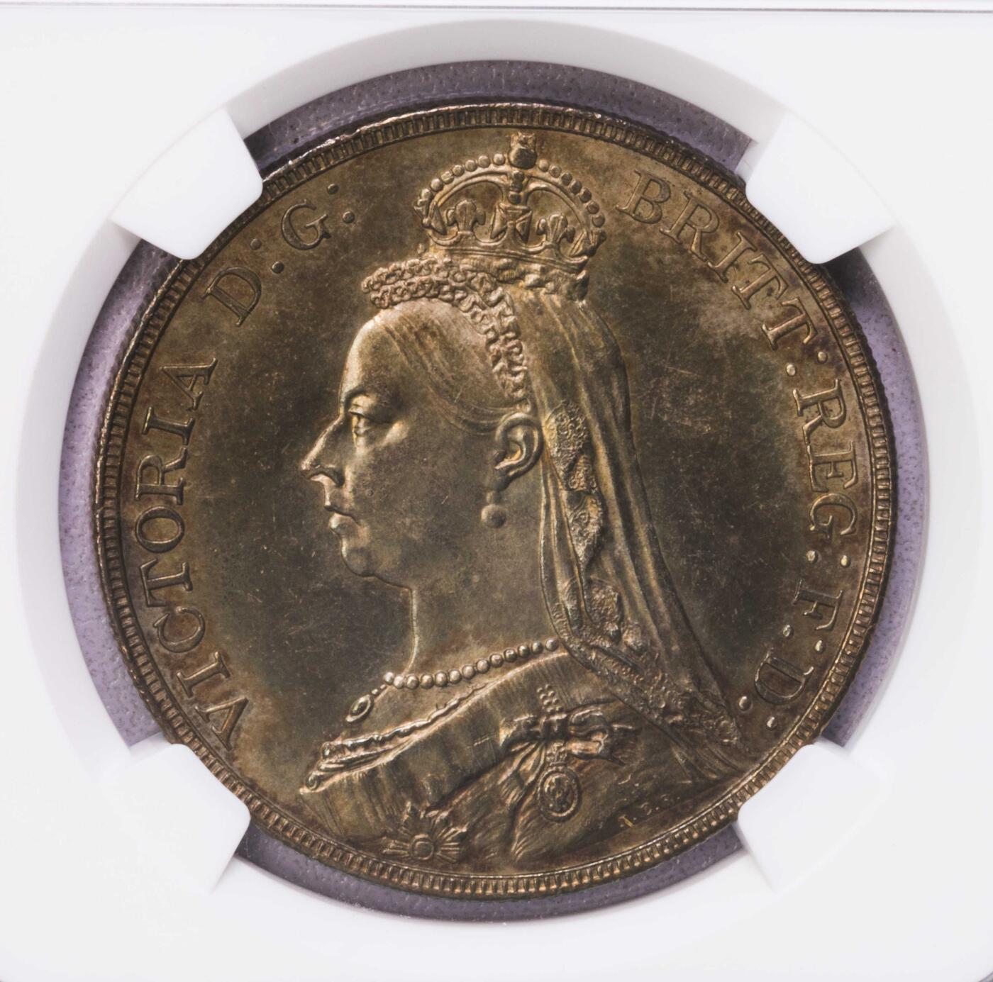 NGC-MS62 1888英国小维高冠马剑克朗 特年