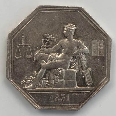掌中浮雕-藏着的欧洲第049场 - 1822年 法国政府专家委员会八角银章，31mm，16.5g