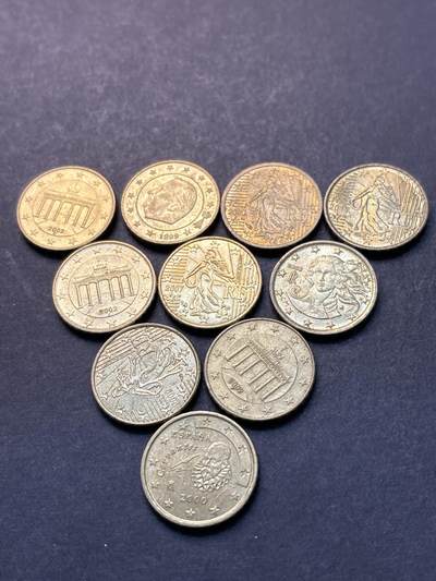 文馨钱币收藏 2026新年第三场（第 289 场）【长期接代拍品】 - 原铜光好品各国 10 欧分一组 10 枚