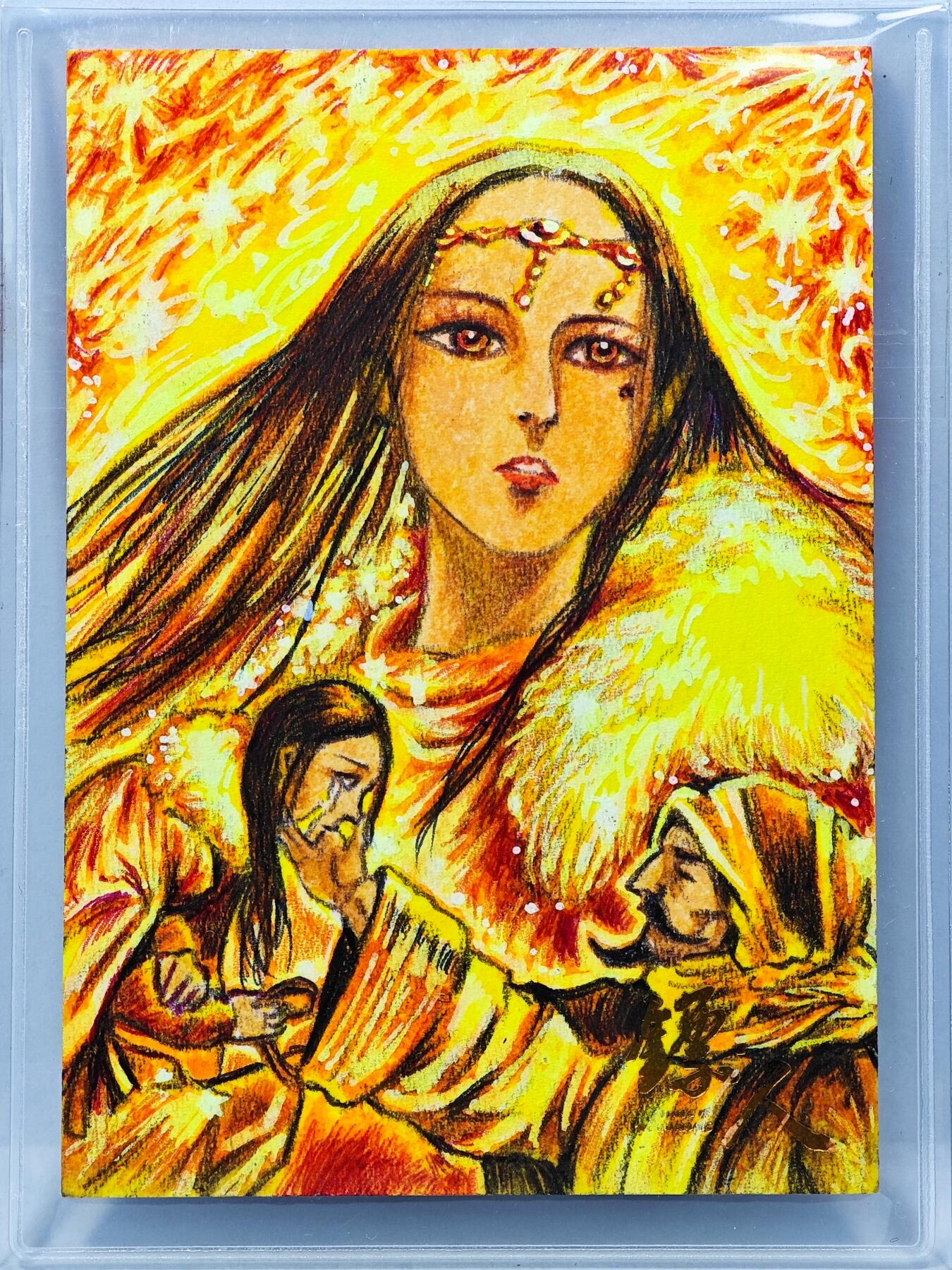 白泽拍卖卡牌手绘专场第31期（岁寒知松柏 春意已可期） 2023 卡星时代手绘卡 阿育娅 别离  铜币亲签 软卡夹封装