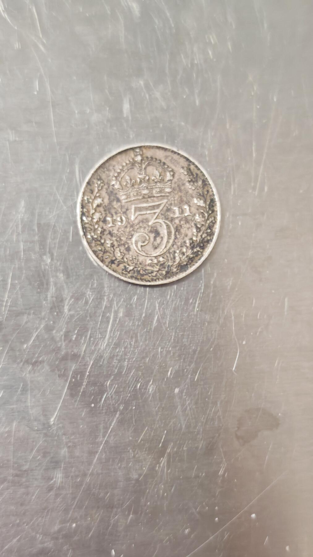 小银币 英国1911年3便士银币