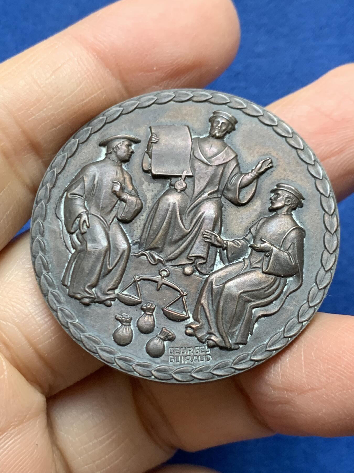 《竞宝斋》第458场 周日，周一，周二   3场连拍 （全场包邮）欢迎送拍 法国图卢兹商人交易所铜章，35.07g，40.8mm，丰饶角边铭