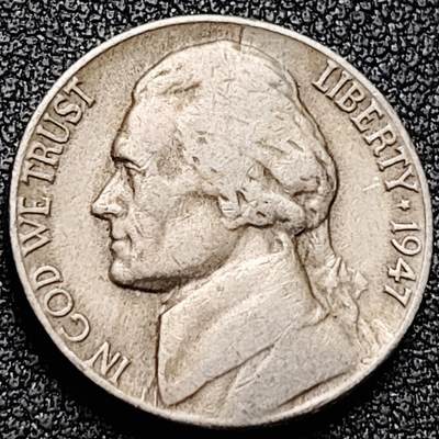 泉币菌-第169场- 精品福利场 - 杰斐逊总统 美国5美分铜镍币 1947年 21毫米5克