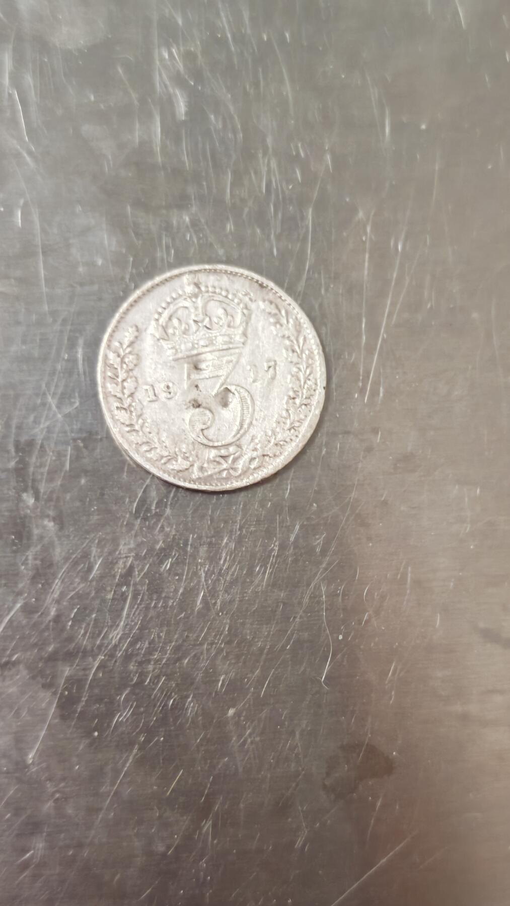 小银币 英国1917年3便士银币