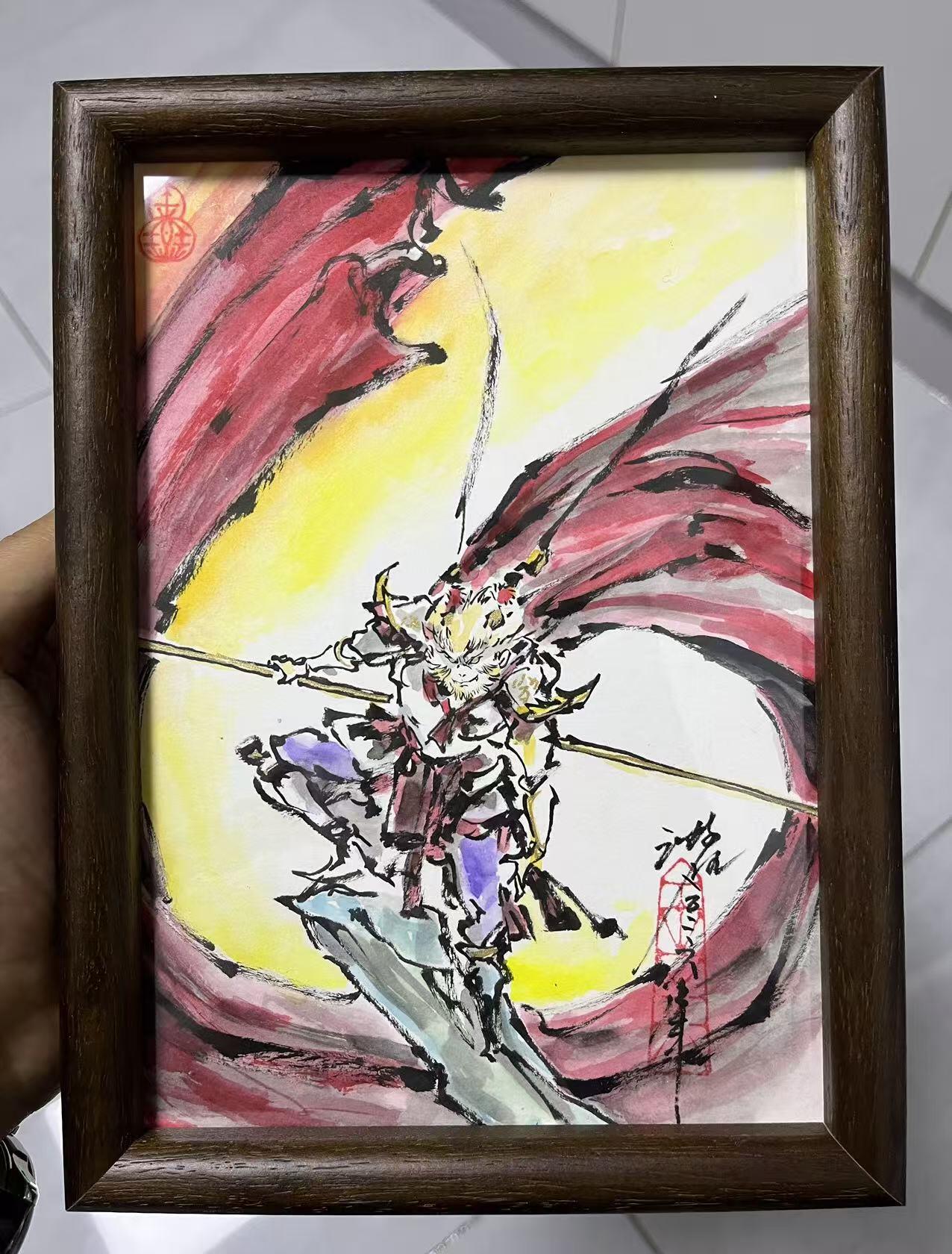 阳大大卡牌拍卖第93期（持续收拍品，周五晚上九点截拍，进群福利早知道） 【手绘大卡】启读文化 沈鑫 齐天大圣 A5尺寸 摆台可挂可放 非常精美