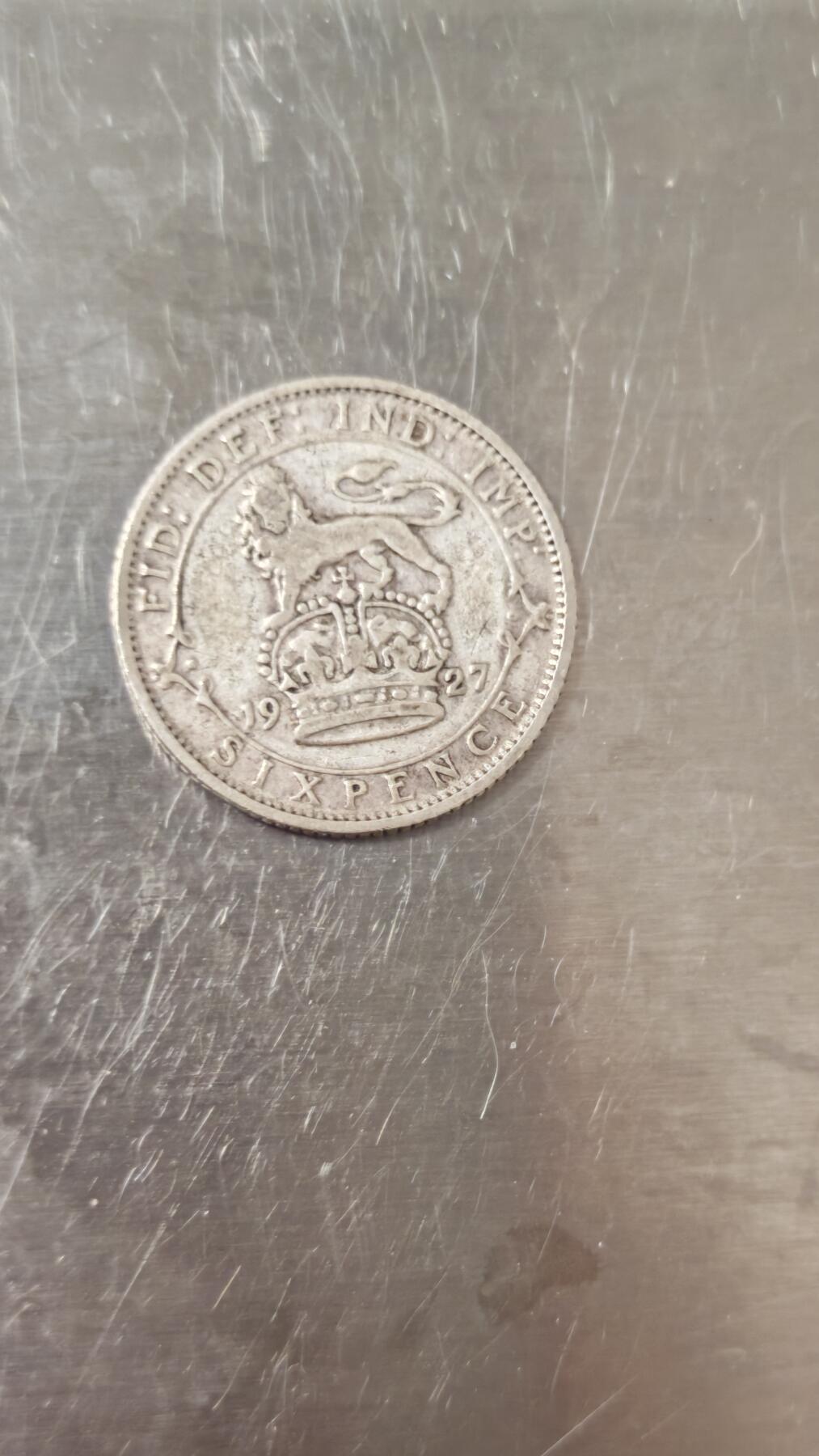 小银币 英国1927年6便士银币