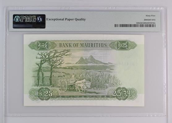 【炜奕收藏】，第五十七期，英联邦女王专场 1967年毛里求斯25卢比，PMG65分，戎装女王像