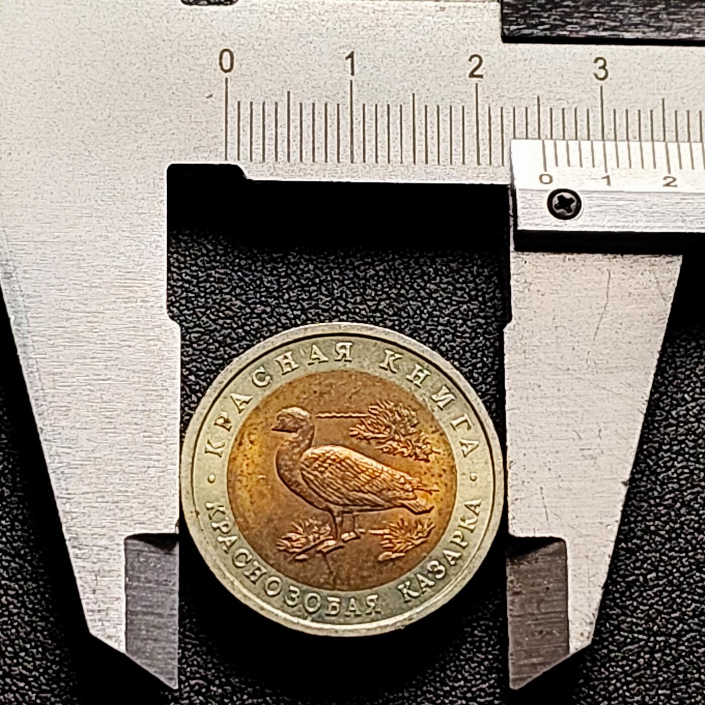 泉币菌-第168场- 精品福利场 全网品相少见 原光UNC 俄罗斯珍稀动物双色纪念币--1992年10卢布 红鸭  25.2×1.9mm