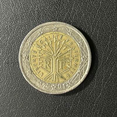 【铜匠收藏】★第136场★客户代拍 散币场，无寄存！！无佣金，30包邮。不满30元，支付5元运费。《接受代拍 代送NGC评级》 - 2001年法国2欧元双色币