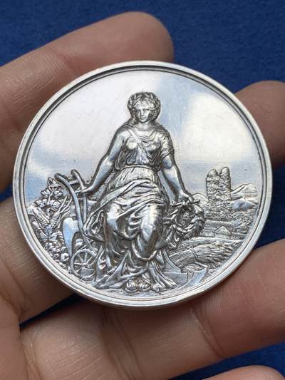 《竞宝斋》第458场 周日，周一，周二   3场连拍 （全场包邮）欢迎送拍 - 法国福梅里地区农业园艺协会银章，47.65g，46mm，边铭：菱形argent 950/1000边铭