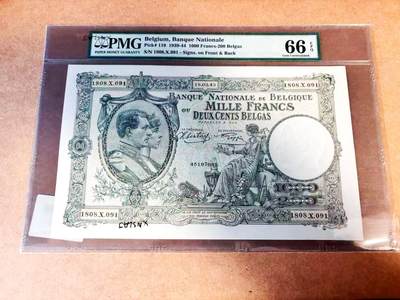 【Blue Auction】世界纸币精拍第775期——18级TOP拍卖/信誉/品质/专业/高效💫 - 【倒置号】比利时 1943年1000法郎 超大票幅 PMG66EPQ 老壳