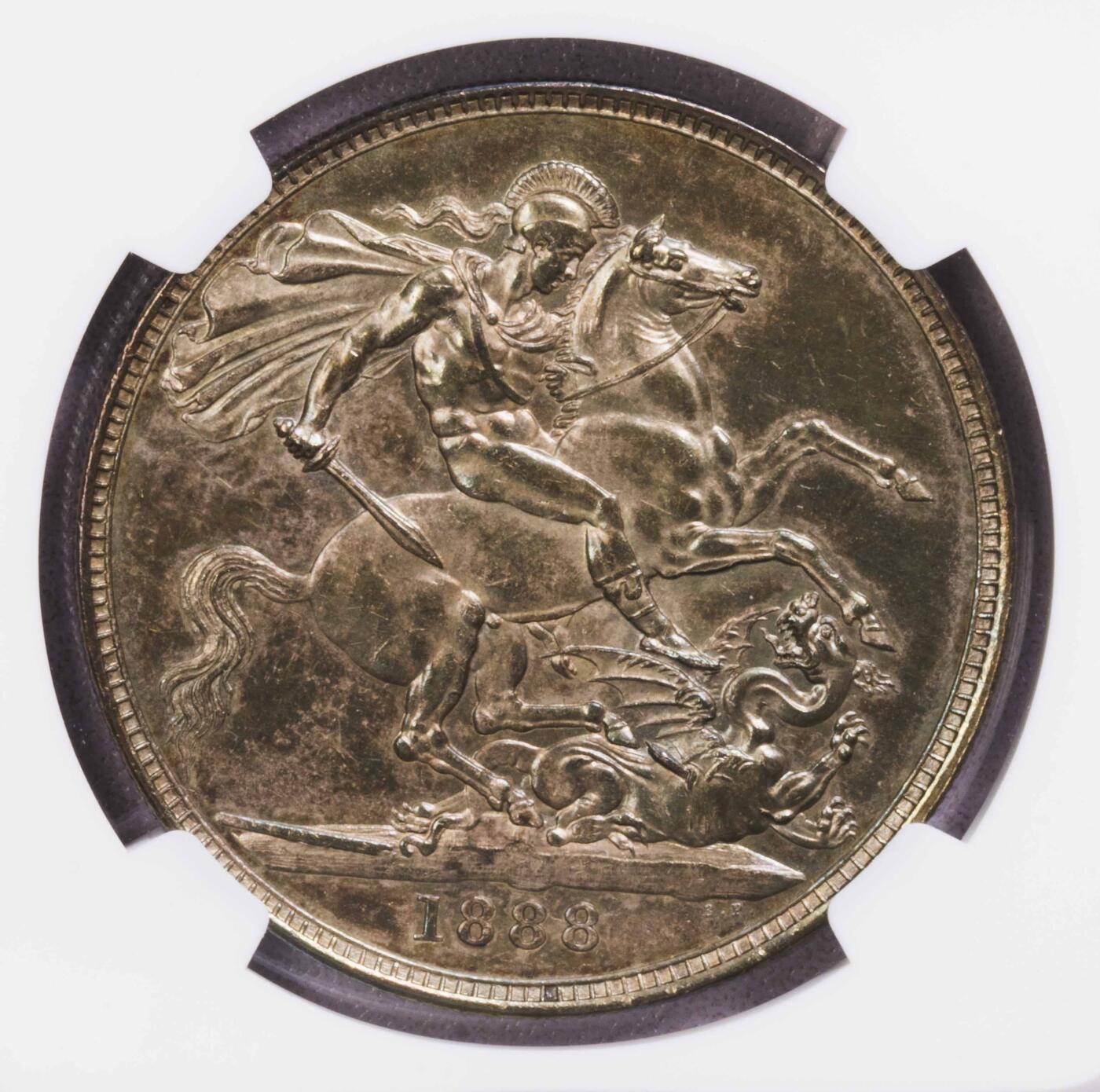 NGC-MS62 1888英国小维高冠马剑克朗 特年