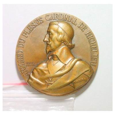 法国1940年 红衣主教黎塞留+同名战列舰高浮雕精制大铜章 42MM - 法国1940年 红衣主教黎塞留+同名战列舰高浮雕精制大铜章 42MM