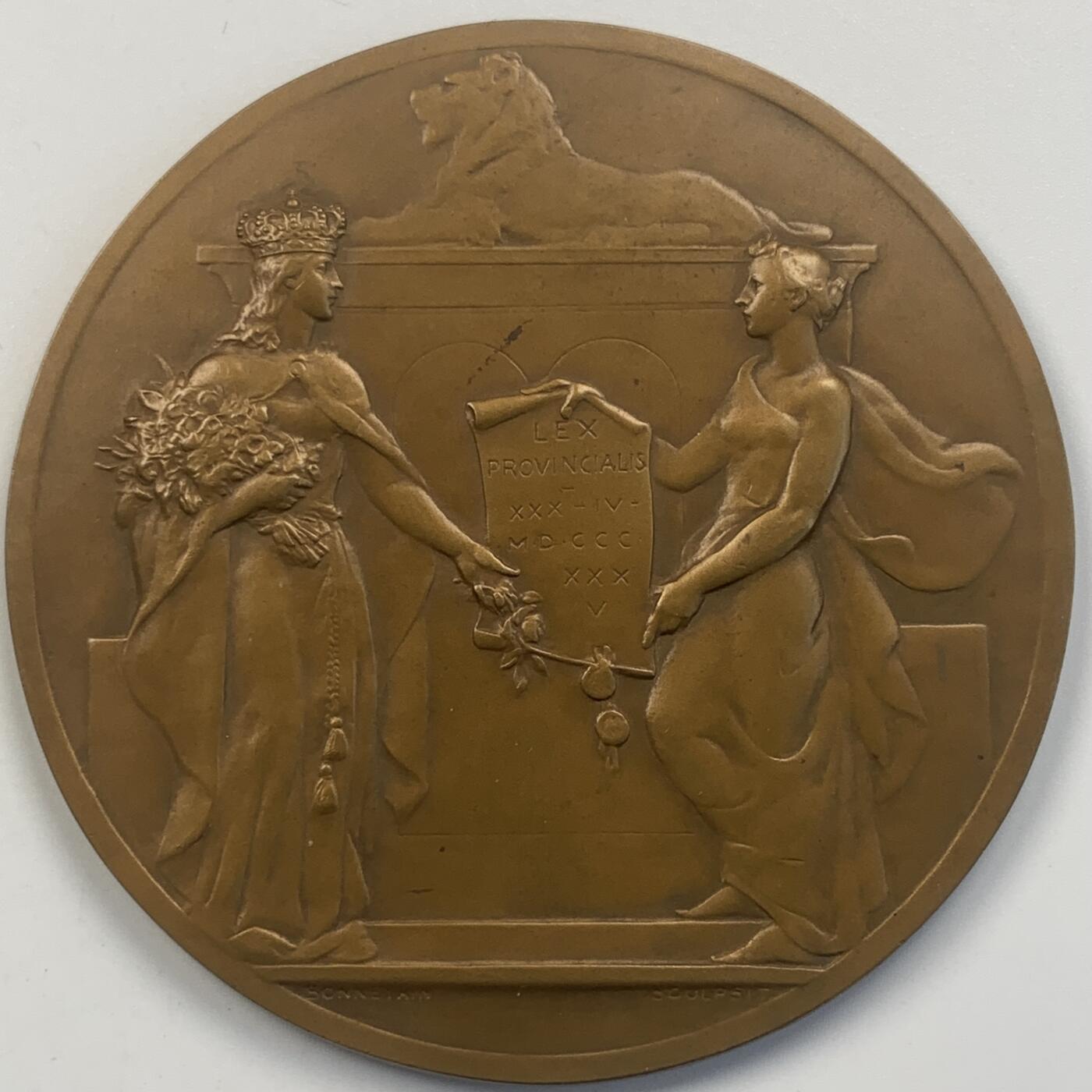 掌中浮雕-藏着的欧洲第049场 1936年比利时100周年纪念铜章，70mm，105g