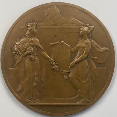 掌中浮雕-藏着的欧洲第049场 - 1936年比利时100周年纪念铜章，70mm，105g