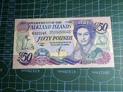 【炜奕收藏】，第五十七期，英联邦女王专场 - 1990年福克兰群岛50镑，UNC品相，A冠