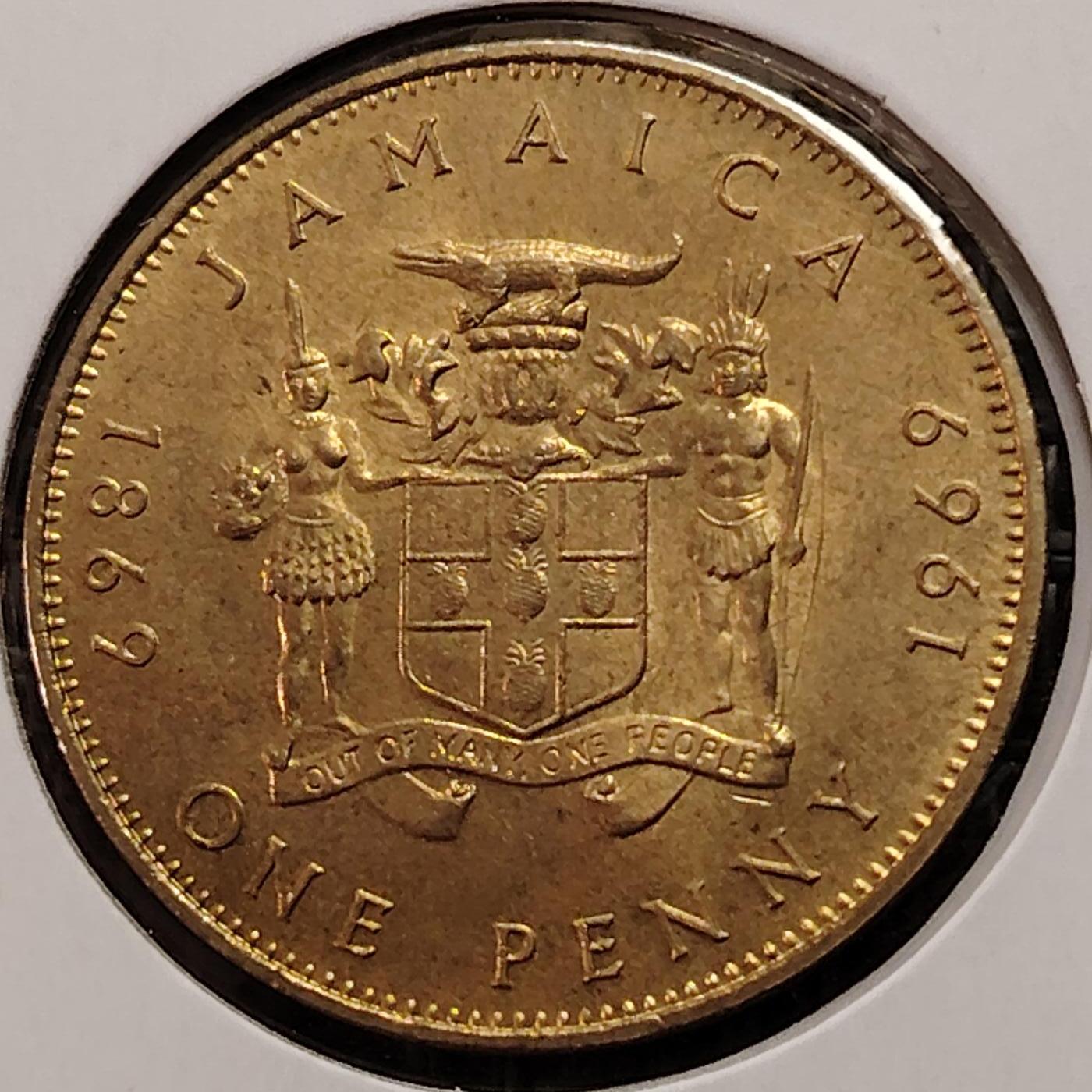 布加迪🐬～世界钱币(上海)🌾第 269 期 /  各国套币和散币 英属牙买加🇯🇲 1964年 1便士