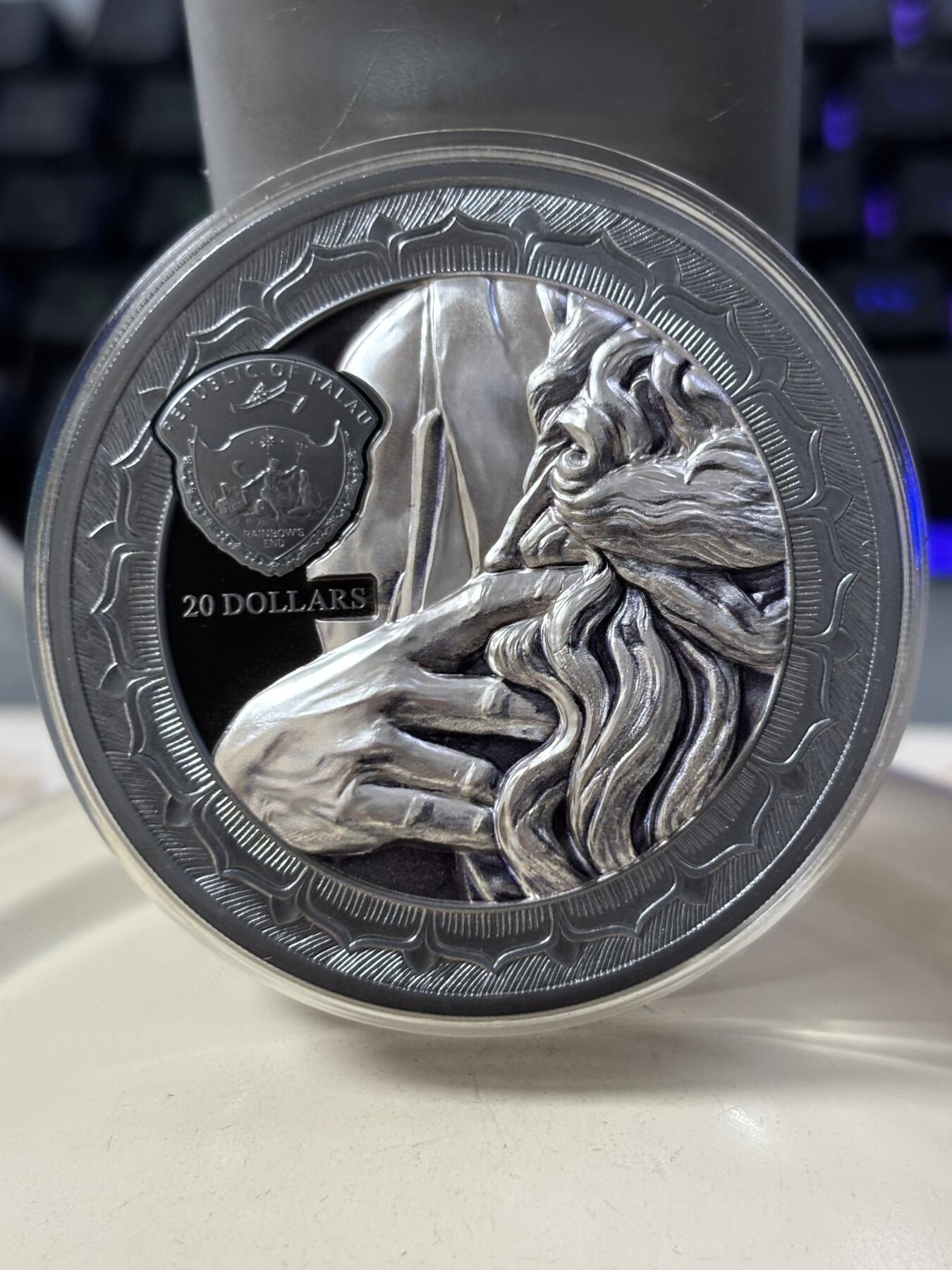 第188期拍卖 帕劳2022年永恒的雕塑系列《梅瑟》3盎司纪念银币，499银，发行量999枚