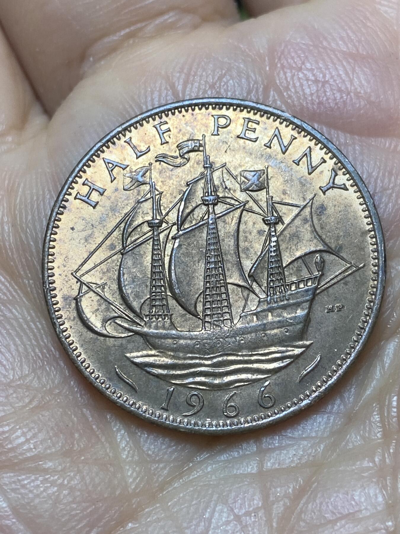 2026年第七场(总第一百七十六场）外国好品散币场(免佣金) 原光好品–英国🇬🇧1966年半便士(伊丽莎白二世青年桂冠第二版)