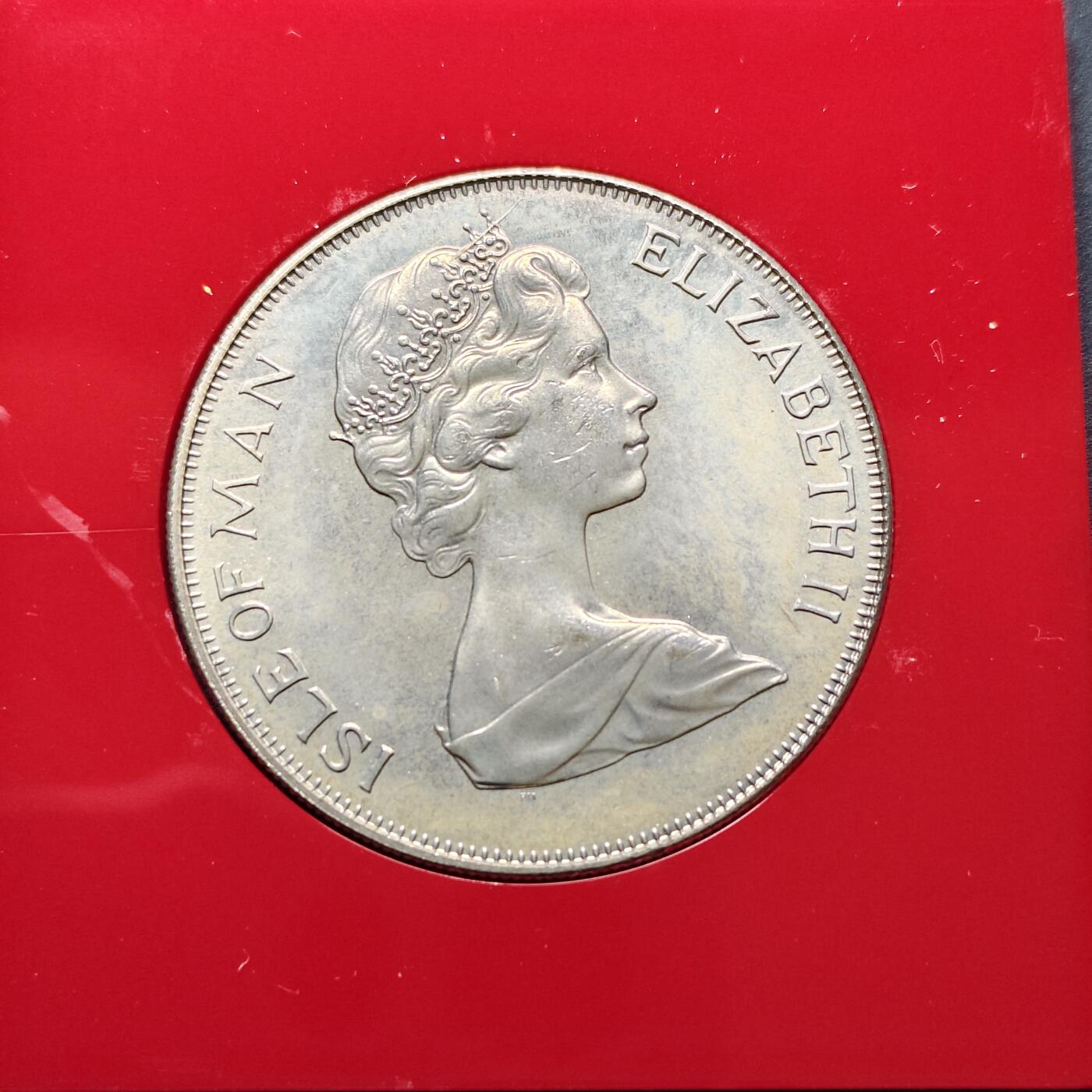 【全场包邮】纯粹捡漏拍494场 马恩岛1975年1克朗曼克斯猫克朗型纪念币-带原卡