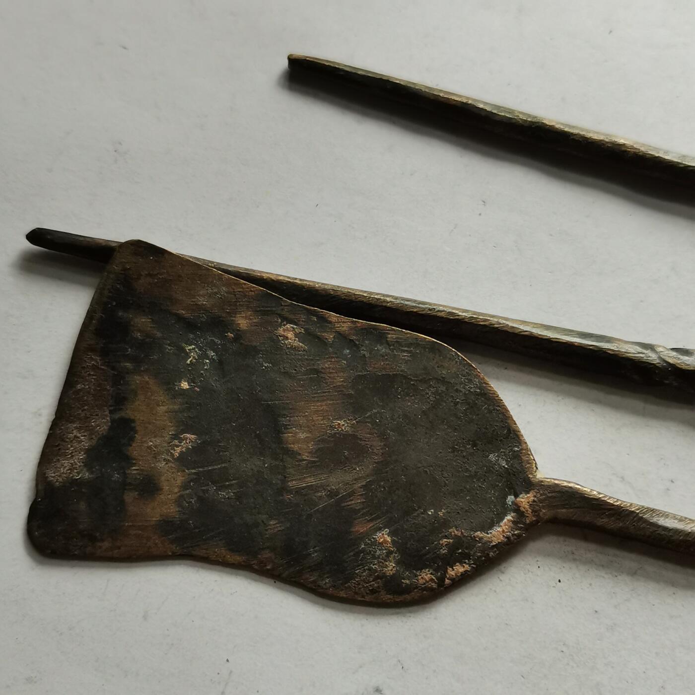 杂件专场94期 清代铜香铲和铜筷