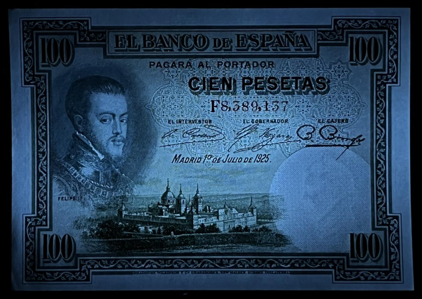 小福收藏拍卖第199期 裸钞场 本期有多张豹子号靓号 瑞士1000法郎 经典提香 毛里求斯首发年大全套 白俄罗斯5000000卢布 苏里南10000盾  爱沙尼亚  苏丹 西班牙 保加利亚 古巴等多国精美纸币 西班牙 1925年 100比塞塔 unc