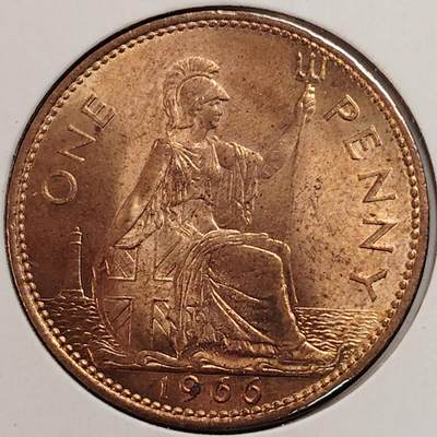 布加迪🐬～世界钱币(上海)🌾第 269 期 /  各国套币和散币 - 英国🇬🇧 1966年 1便士 原光品相