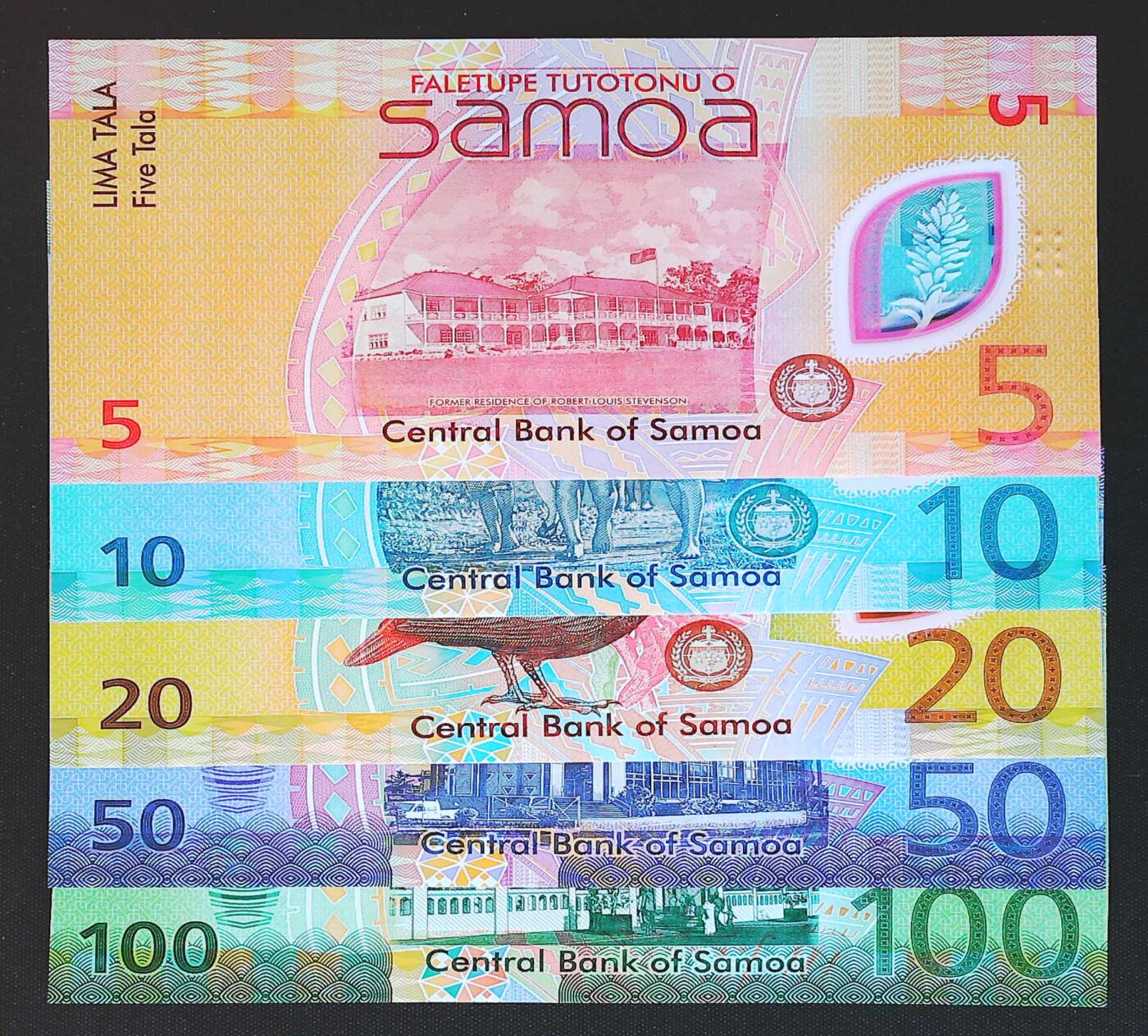 世界靓号纸钞第八十一期 2024-25年萨摩亚5-10-20-50-100塔拉 稀少全同号 百位号 无347尾8 258号 全新UNC 