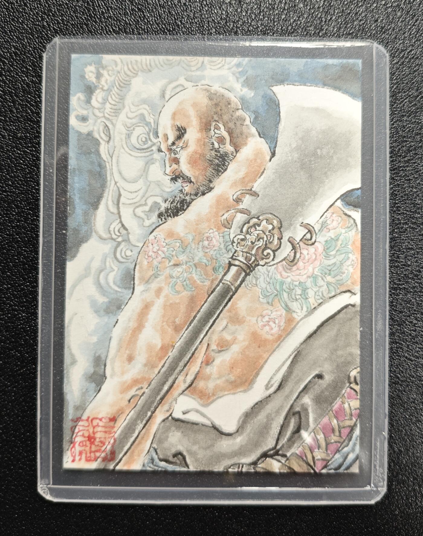 天玑星卡拍第162期《1.19周一截拍》持续收拍收评中 满赠卡需备注 【手绘卡】张先军 花和尚·鲁智深 手绘卡 卡背题字