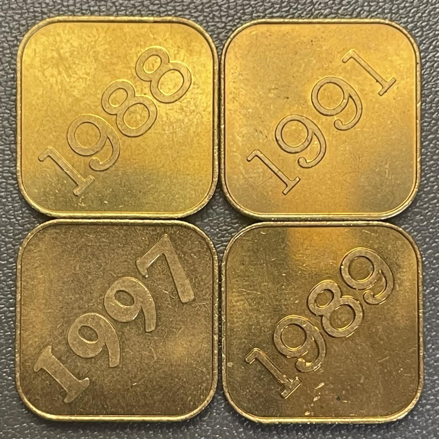 回流0119 日本造币局 方形生肖纪念铜章 龙、羊、牛、蛇