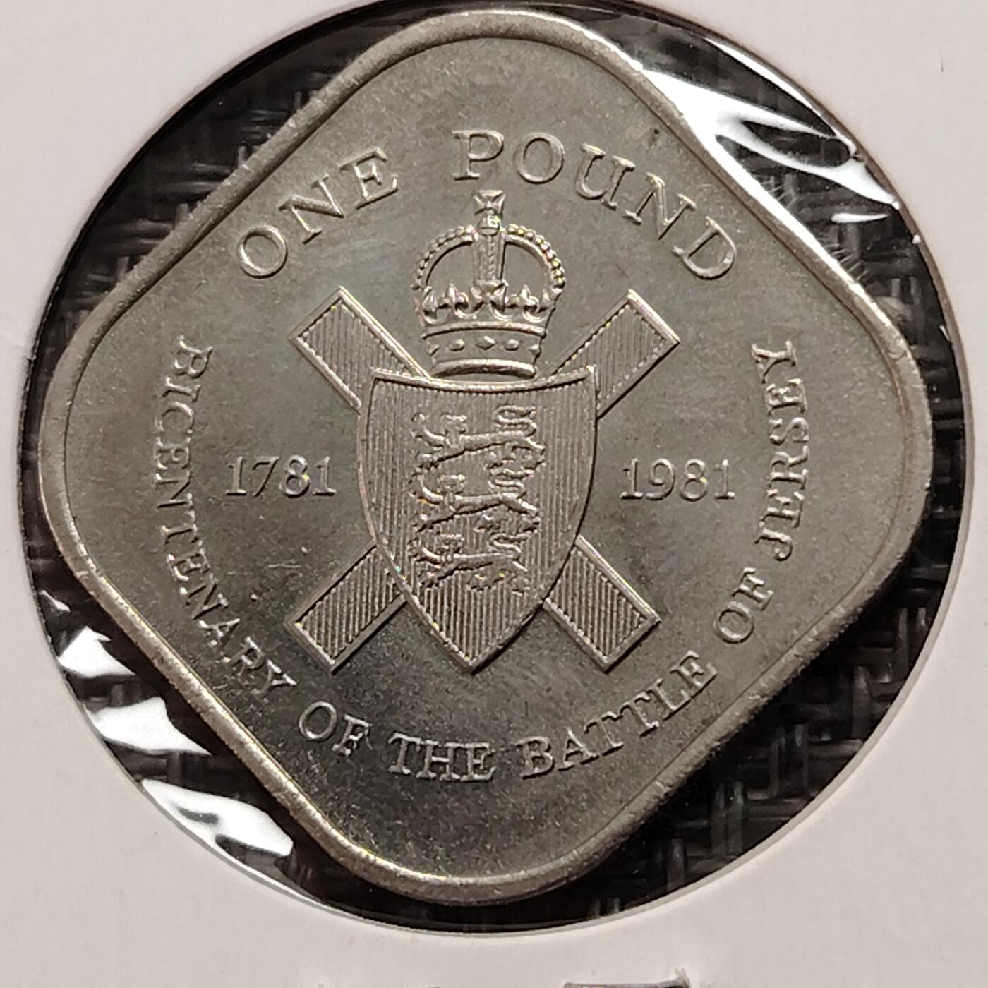 布加迪🐬～世界钱币(上海)🌾第 269 期 /  各国套币和散币 泽西岛 1981年 1镑 纪念泽西战役200年纪念币