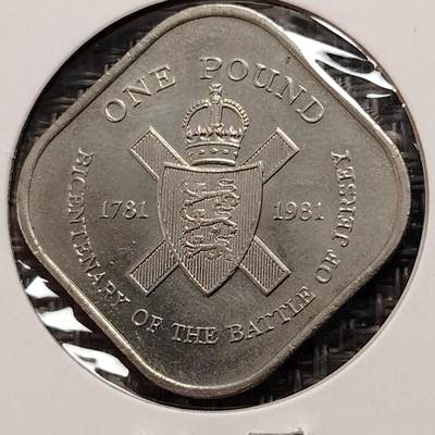 布加迪🐬～世界钱币(上海)🌾第 269 期 /  各国套币和散币 - 泽西岛 1981年 1镑 纪念泽西战役200年纪念币
