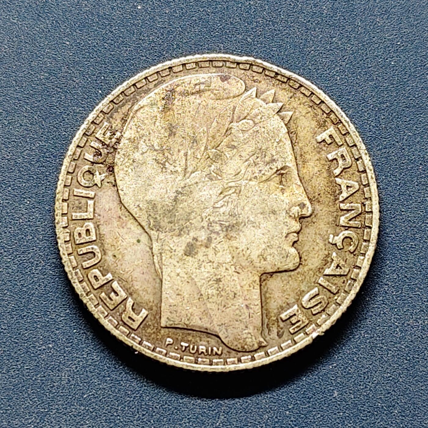 【全场包邮】纯粹捡漏拍494场 法国1934年女生头像10法郎银币【28毫米10克，纯银价约136元（按20元银价折算）】