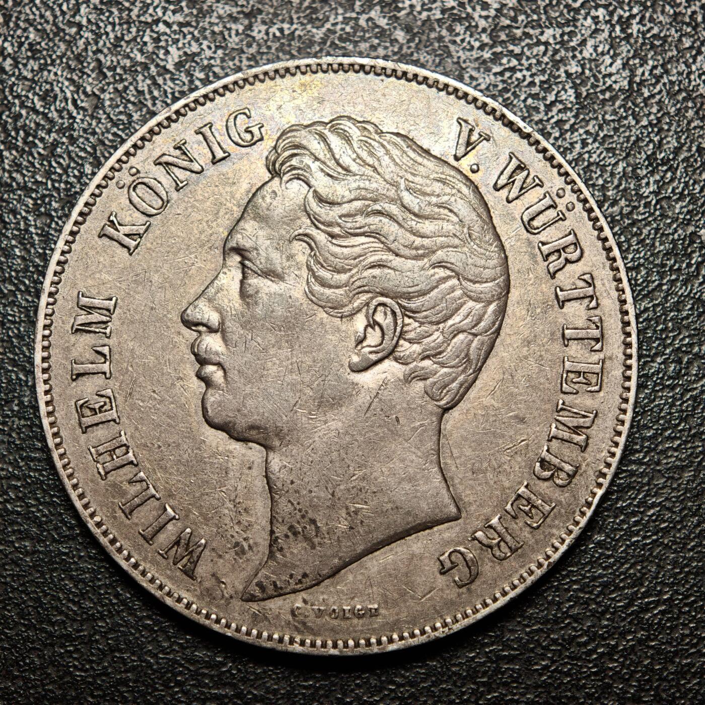 【德藏】世界币章拍卖第162期（拍品征集中~欢迎藏友联系） 1848年 德国符腾堡威廉一世2盾银币 直径约：35.6mm；重约：21.1g