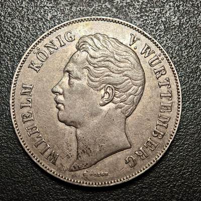 【德藏】世界币章拍卖第162期（拍品征集中~欢迎藏友联系） - 1848年 德国符腾堡威廉一世2盾银币 直径约：35.6mm；重约：21.1g