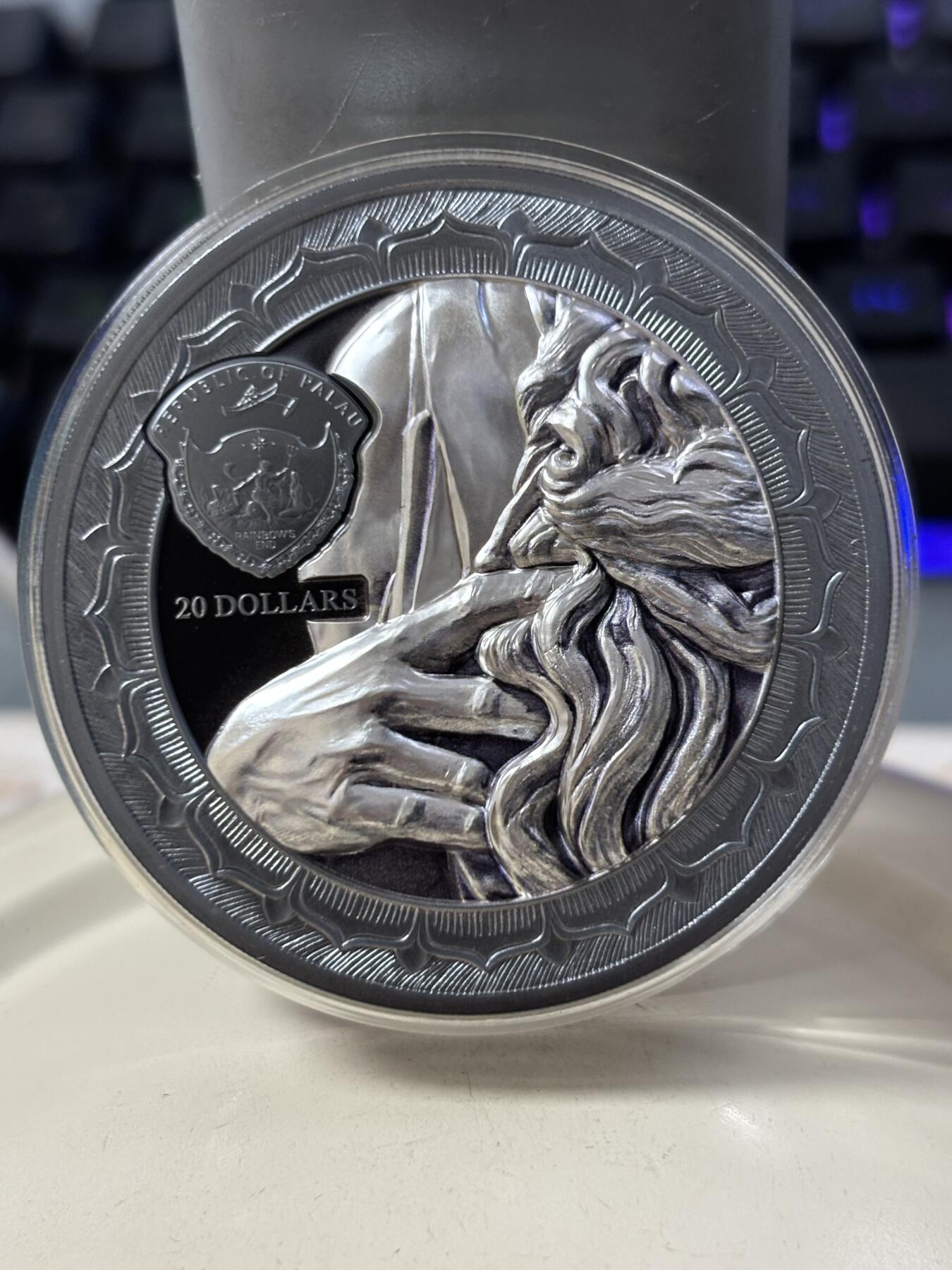 第188期拍卖 帕劳2022年永恒的雕塑系列《梅瑟》3盎司纪念银币，499银，发行量999枚