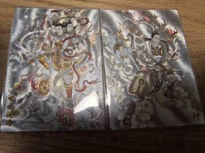 光影卡牌第28期，各家亲签，各家套卡，持续收拍品 - 墨婉文化卡牌山河绘绘二郎神哪吒折光粗闪裸卡2张