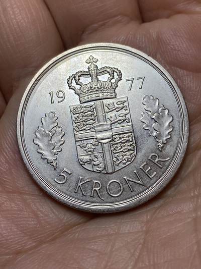 2026年第七场(总第一百七十六场）外国好品散币场(免佣金) - 丹麦🇩🇰1977年5克朗(玛格丽特二世第一版，S;B版)