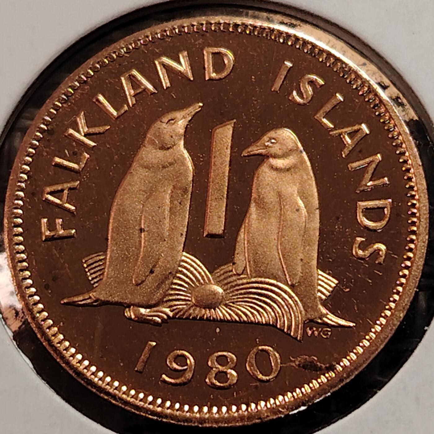 布加迪🐬～世界钱币(上海)🌾第 269 期 /  各国套币和散币 福克兰群岛🇫🇰 1980年 1便士 精致币