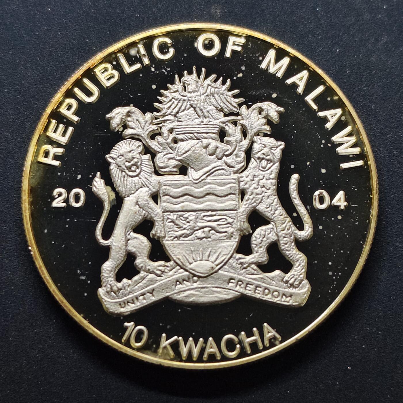 【全场包邮】纯粹捡漏拍494场 马拉维2004年10克瓦查濒危动物系列猎豹精制镀银克朗型纪念币