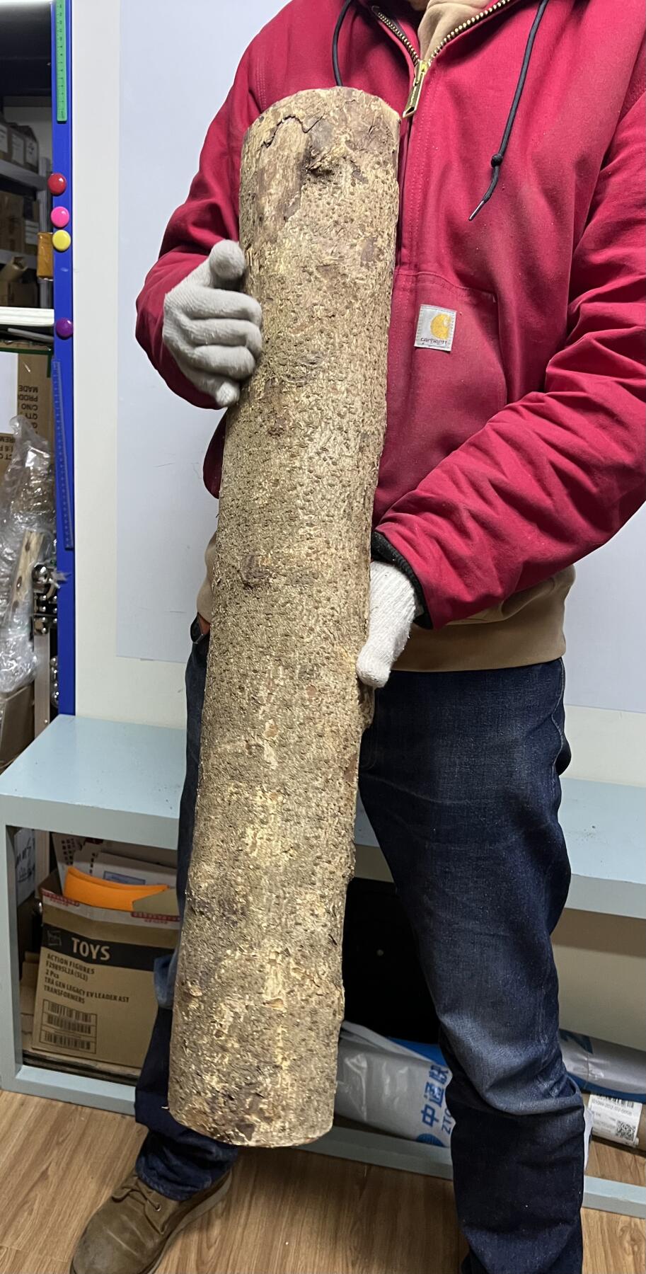 零元拍： 01-09-5金丝楠 原木 风水柱 横财（材）带皮， 尺寸：81/11.5/13CM。7.8公斤，抛光后金灿灿满香