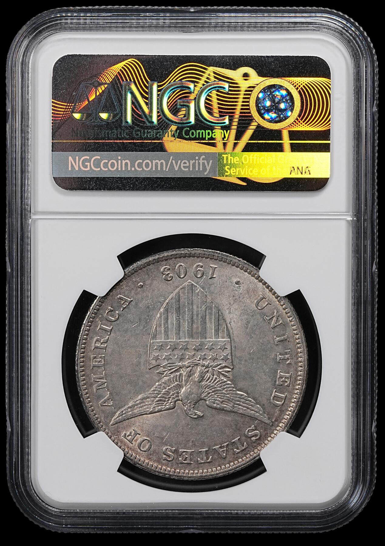 修遠堂世界钱币第101期 NGC MS61 1903年美属菲律宾1比索大银币 稀少无厂铭版，不是常见的S厂铭版