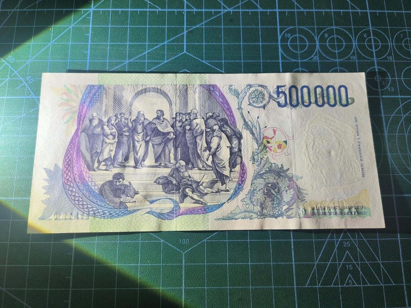 世界靓号纸钞第八十期 1997年意大利500000里拉 AA冠 全程无4 品相如图 轻微瑕疵