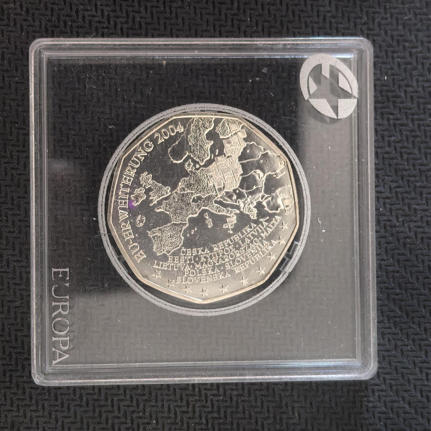 道一币馆币章第一百六十三场 欧洲之星  奥地利2004年欧盟东扩5欧元银币 10g 800s