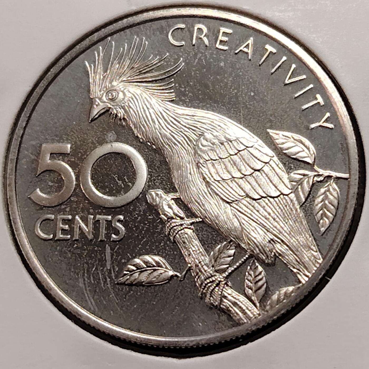 布加迪🐬～世界钱币(上海)🌾第 269 期 /  各国套币和散币 圭亚那🇬🇾 1977年 50分 精致币 独立10周年纪念币