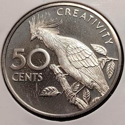 布加迪🐬～世界钱币(上海)🌾第 269 期 /  各国套币和散币 - 圭亚那🇬🇾 1977年 50分 精致币 独立10周年纪念币