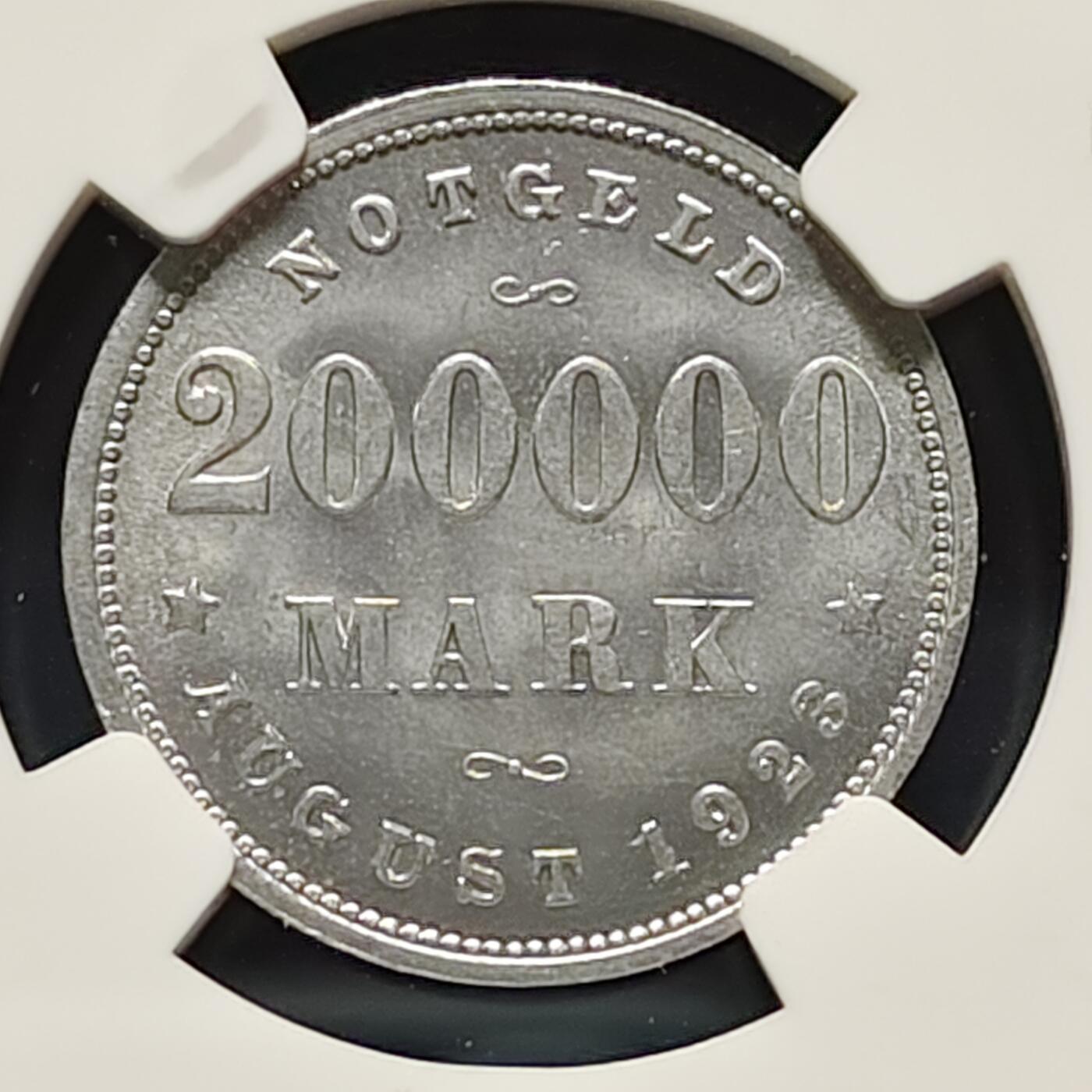 【全场包邮】纯粹捡漏拍495场-持续更新中 德国紧急状态汉堡1923年20万马克-NGC MS65