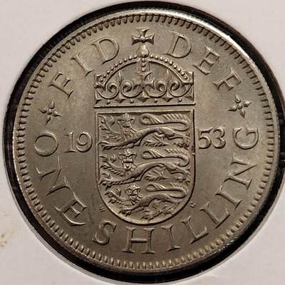 布加迪🐬～世界钱币(上海)🌾第 269 期 /  各国套币和散币 - 英国🇬🇧 1953年 1先令 英格兰三狮图案