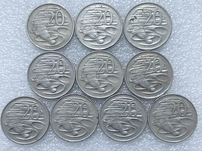第一海外回流一元起拍收藏 散集专场  第292期 - 澳大利亚70年代20分硬币 10枚