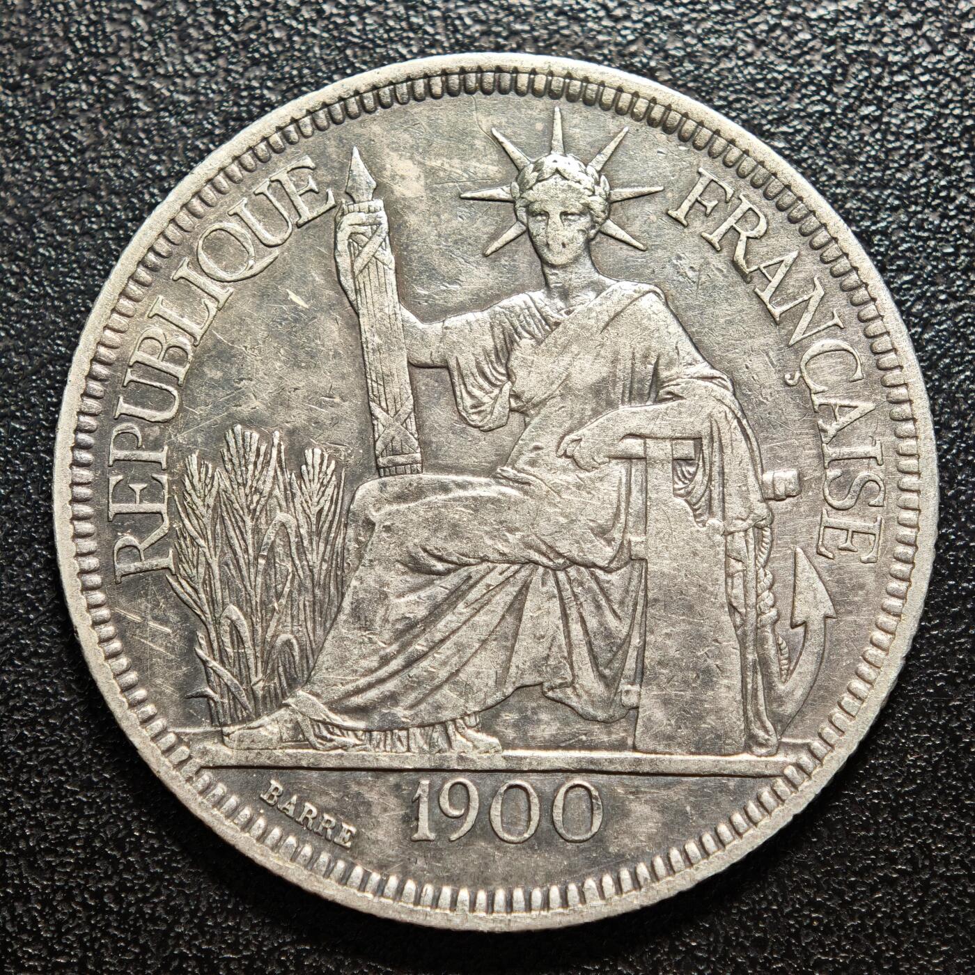 【德藏】世界币章拍卖第162期（拍品征集中~欢迎藏友联系） 1900年 法属印支坐洋银币 直径约：39mm；重约：26.7g